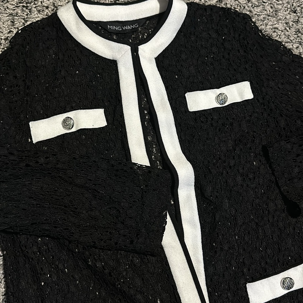 Woman’s Ming Wang Open Front Net / Knit Jacket. S… - image 3